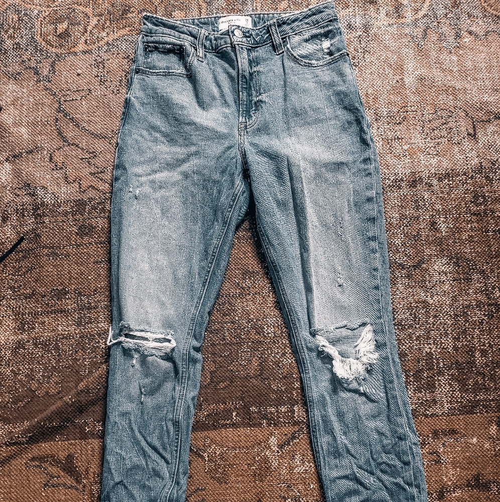 Abercrombie curve love "the skinny high rise" jeans.